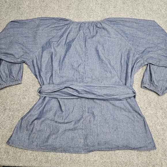 Eloquii Top Blouse Womens Size 20 Blue Wrap Long Sleeves Boho‎ Elevated Casual - Picture 4 of 9